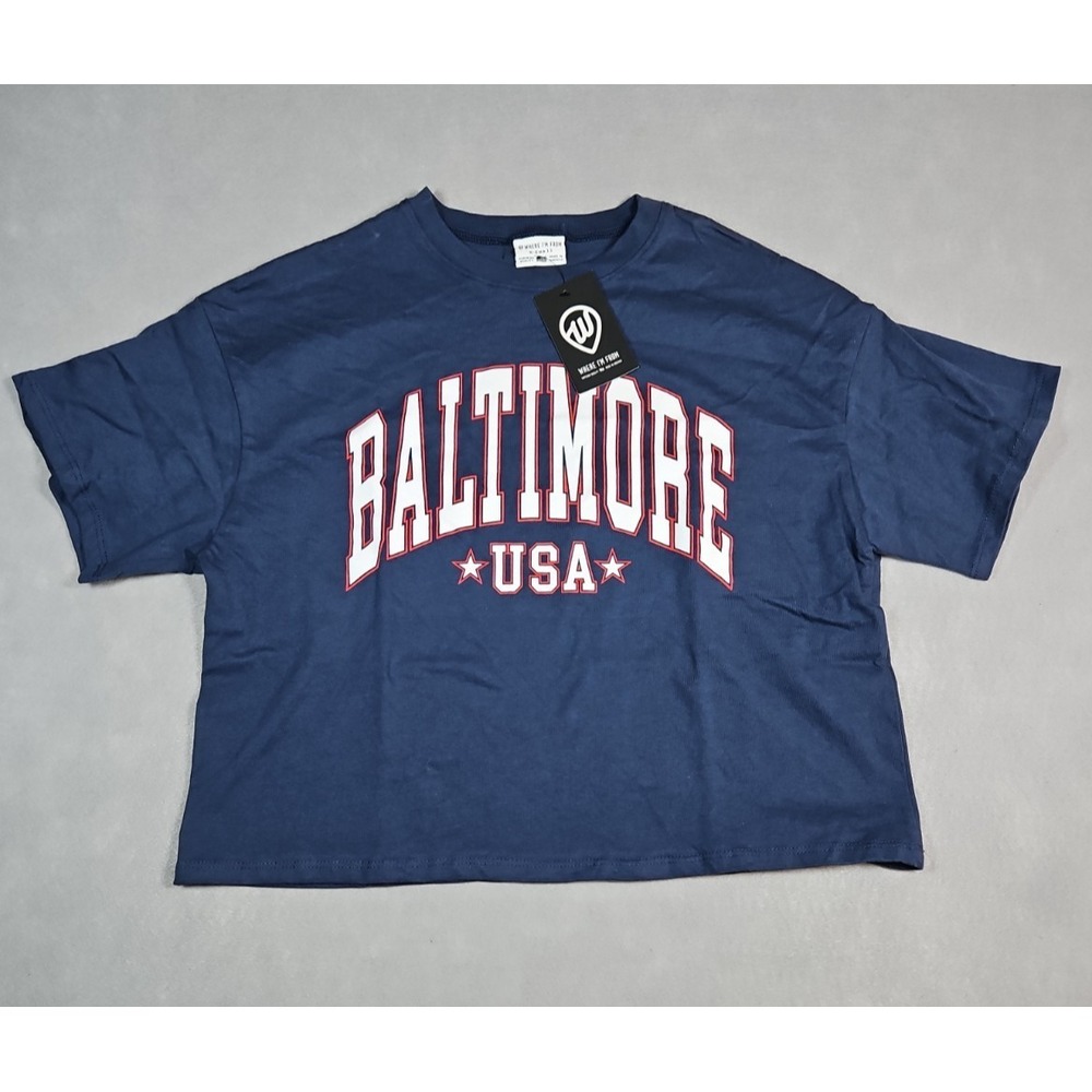 Where I'm‎ From Womens Baltimore USA Cropped Graphic T Shirt Size XS NWT